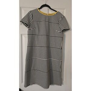 Maggy London Black White Stripe Short Sleeve Straight Pencil Dress Women Size 10